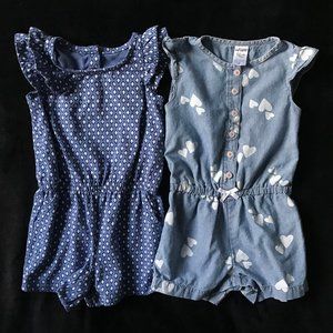 2 Baby Girl Blue Rompers 18 month size